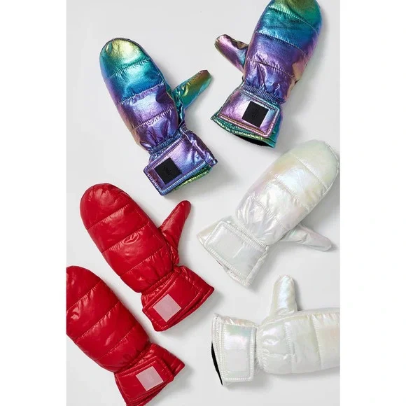 FP Free People Movement Red SHOW OFF Puffer Mittens New - Picture 2 of 4